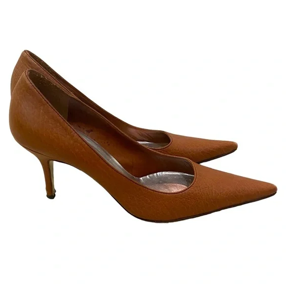 Dolce & Gabbana pointy toe brown tan pumps 39.5 US9.5 kitten heel 3” Y2K classic
